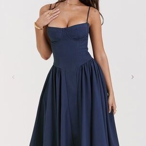 House of CB Samaria Size M French Navy Sun Dress Bigger Cup D-E